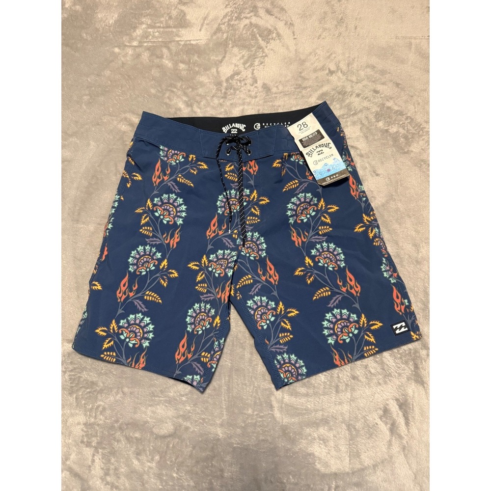 Billabong Sundays Pro Board Shorts Mens 28 Navy Blue Floral Flame